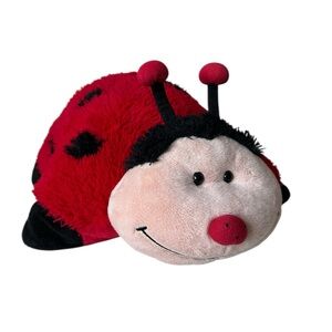 Pillow Pets Ladybug Stuffed Animal Pillow Medium Red Black White Washable